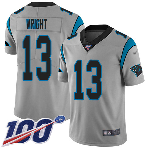 Carolina Panthers Limited Silver Youth Jarius Wright Jersey NFL Football #13 100th Season Inverted Legend->youth nfl jersey->Youth Jersey